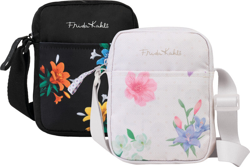 Frida Kahlo Mini Umhängetasche – Nylon, natur, 14 × 19 × 5 cm