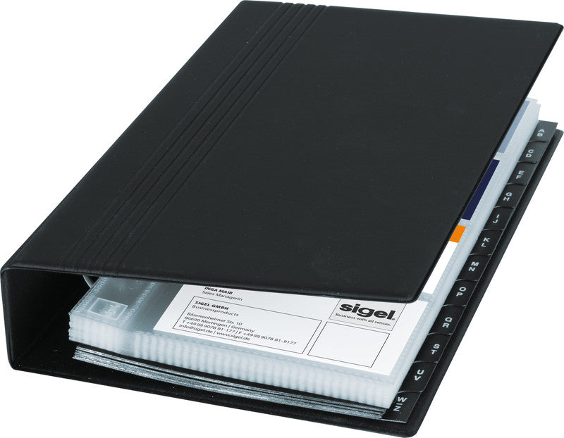 Sigel Visitenkartenalbum – Kunststoff, schwarz, 147×44×265 mm