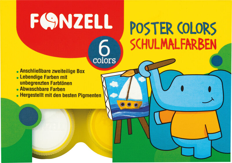 Fonzell Deckfarbkasten – 6 Farben, sortiert