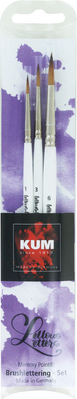 Kum Pinselset – Weiss, Holz, synthetische Haare, 3er-Pack, für Aquarell, Öl, Acryl (u. a.)
