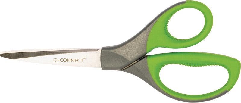 Q-CONNECT Universalschere – 21,0 cm, Edelstahl, für Rechtshänder, spitz, Kunststoff, grün