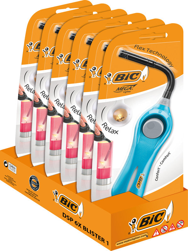 BIC Megalighter Flex Relax Feuerzeug – flexibler Hals – Kunststoff – mehrfarbig