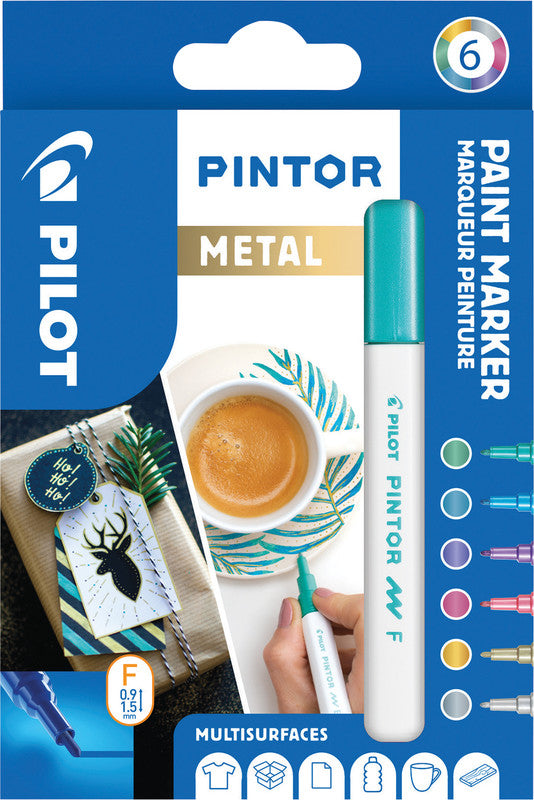 Pilot Kreativ-/Pigmentmarker – 6 Farben, 6er Set, deckend, geruchsarm – für viele Oberflächen