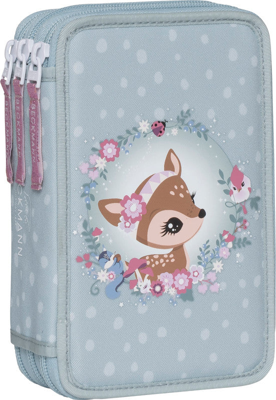 Beckmann Classic 1st Triple Etui, gefüllt, 27-teilig – Forest Deer Dusty Mint – Kunststoff – 13 × 20,5 × 7 cm