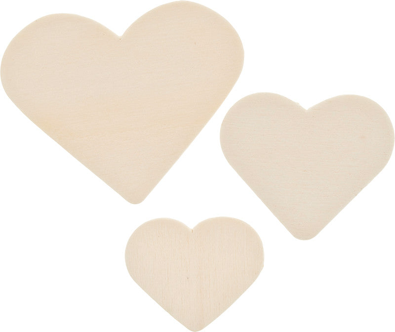 Noname Holzherzen – natur, Ø 25, 31 und 45 mm, 3 mm, 70 Stück