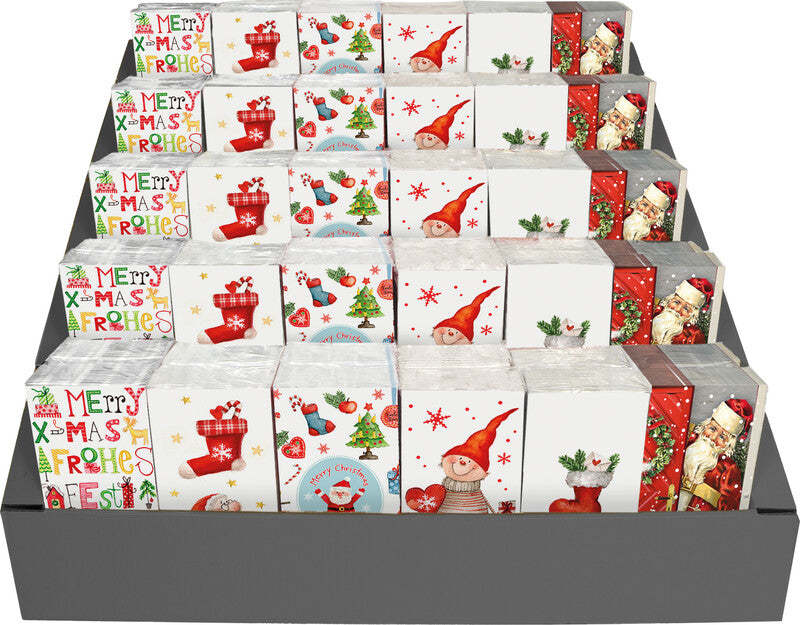 Braunies Weihnachtstaschentücher – 4-lagig, mehrfarbig, 55 × 110 mm – 10 Tücher