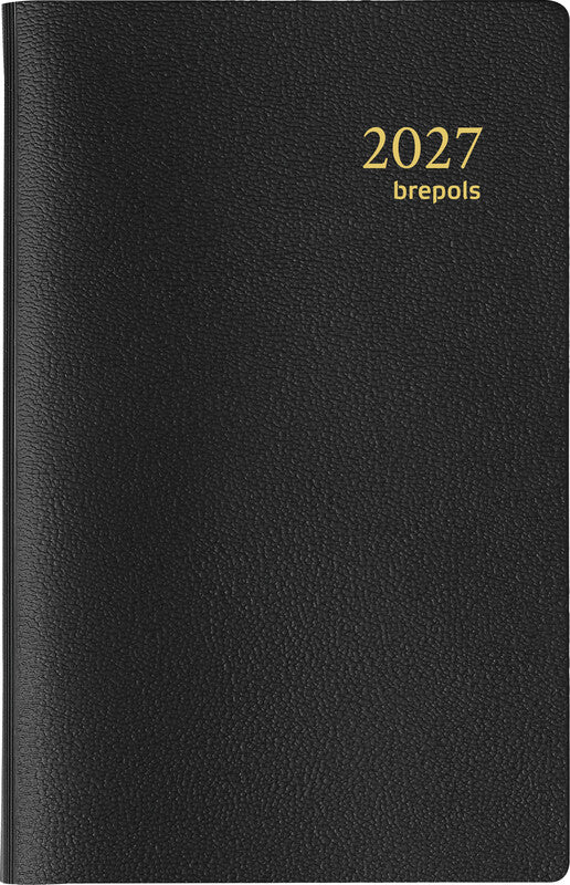 Brepols Delta 834 Agenda – 1 Woche/2 Seiten, Spiralbindung, 8,1 × 12 cm, 2027, Schwarz, FSC