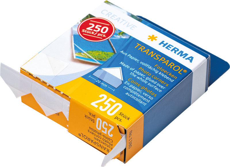HERMA Transparol Fotoecken – permanent, transparent, lösemittelfrei, 250 Stk., für Fotos, Papier