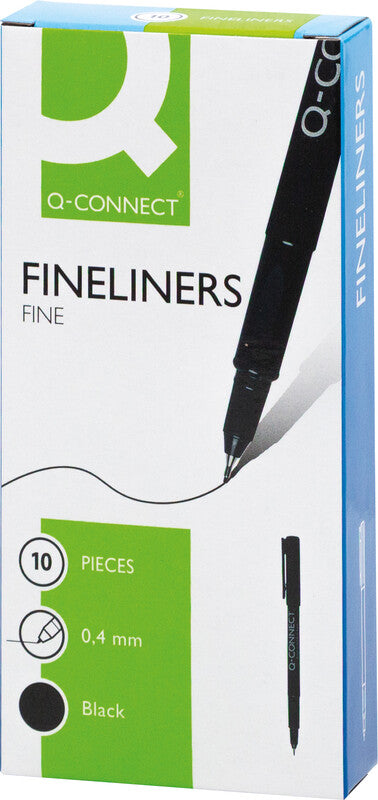 Q-CONNECT Fineliner – 10er-Set – 0,4 mm – schwarz