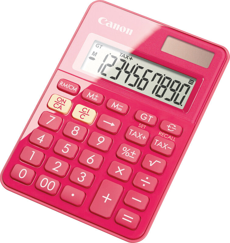 Canon Tischrechner LS-100KB – 10-stellig, LCD, Solar + Batterie, pink, 83×119×22 mm