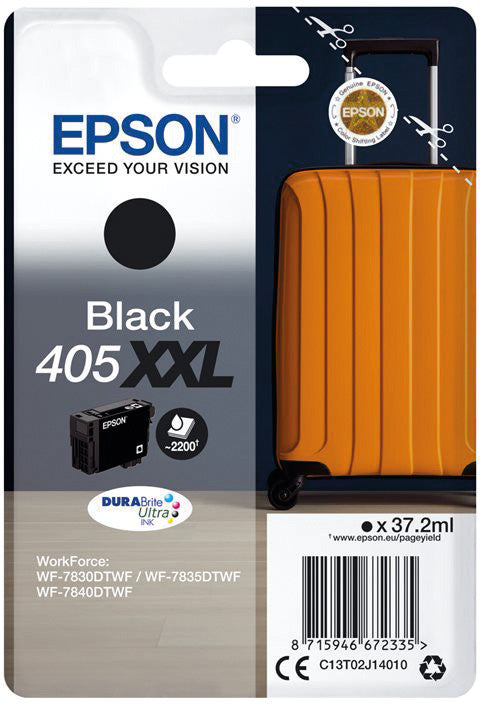 Epson Tintenpatrone 405XXL, Schwarz, XXL, 2'200 Seiten – für Tintenstrahldrucker/Multifunktionsgeräte