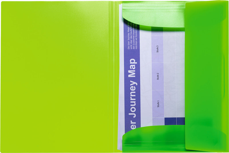 HERMA Gummibandmappe A3 – 3 Klappen, Polypropylen (PP), Grün, Füllhöhe 40 mm
