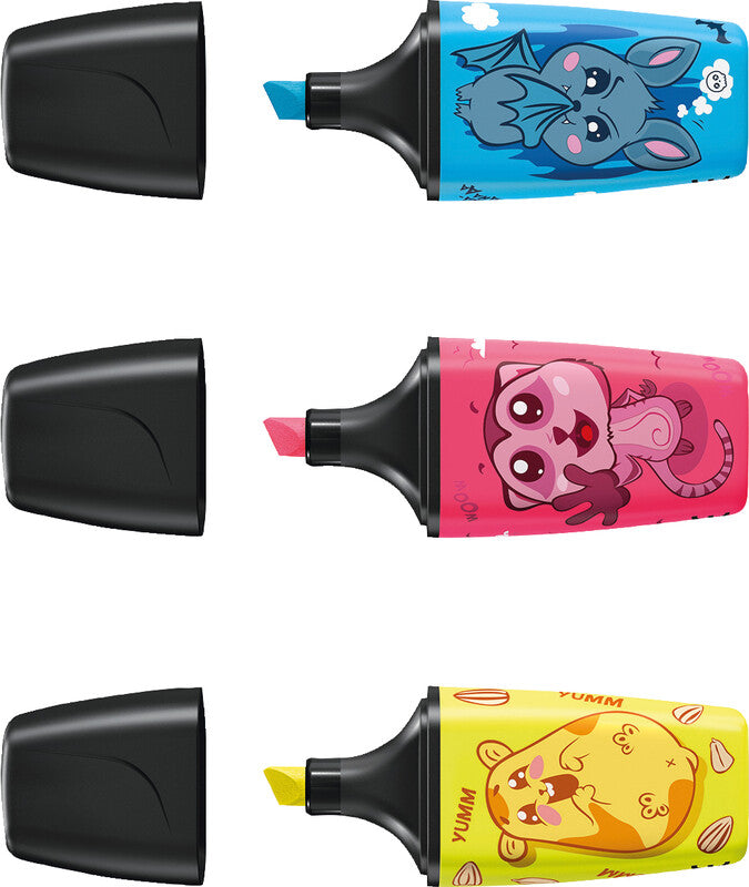 STABILO BOSS Textmarker Mini Set 3 Farben – Keilspitze, 2–5 mm