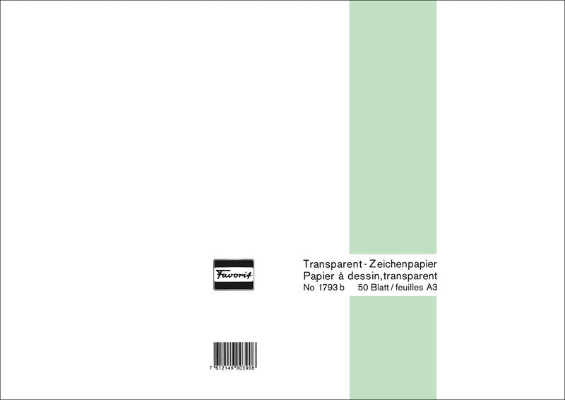 Favorit Transparentpapier – A3, 65 g/m², weiss transparent, 50 Bogen, für universal