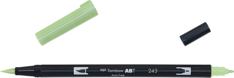 Tombow Brush Pen ABT – Feinspitze 0,3 mm, Pinselspitze 3-10 mm – Mint – wasservermalbar