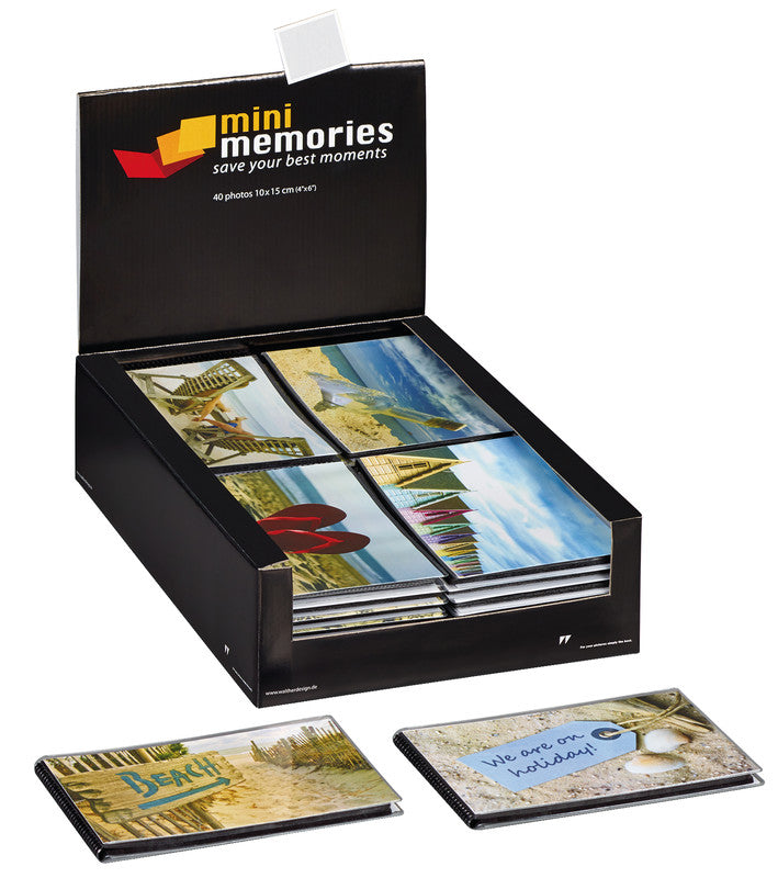 Walther Design Fotoalbum Mini Memories – für 100 × 150 mm, 40 Fotos, sortiert, Kunststoff, 170 × 130 mm