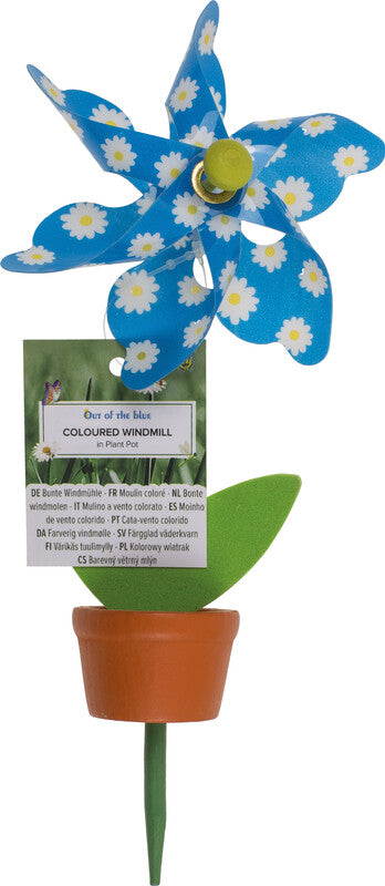 Out oft the blue Out of the Blue Windmühle im Pflanzentopf – 9 × 20 cm – Mehrfarbig
