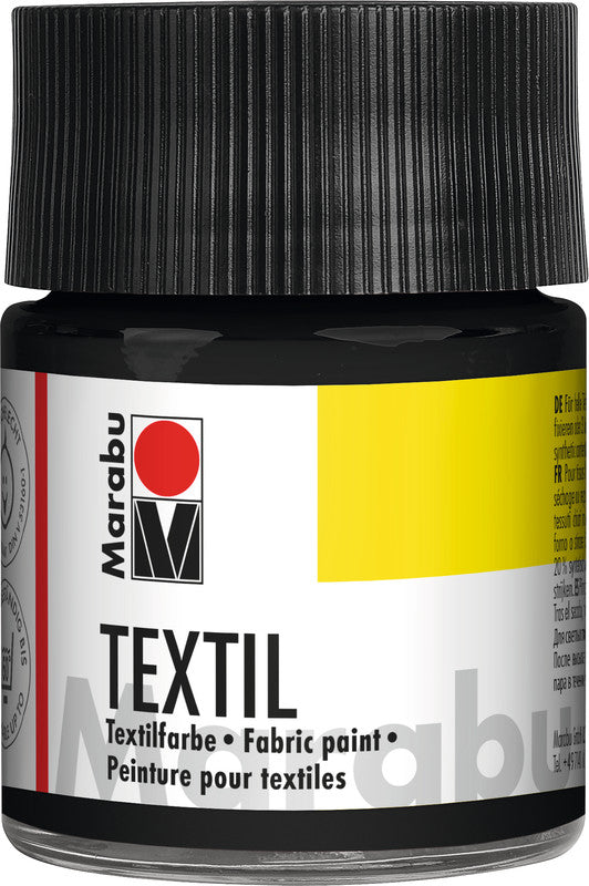 Marabu Stoffmalfarbe – Schwarz, 50 ml, für Textilien