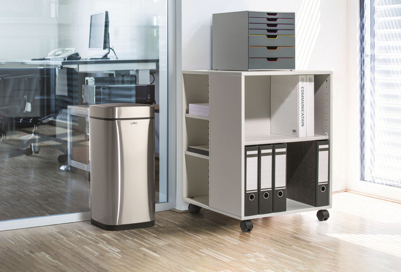 Durable Abfallcontainer – 21 l – mit Deckel – Edelstahl – Ø 270 × H 570 mm