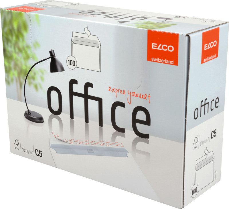 Elco Couvert C5, ohne Fenster, selbstklebend, grau, 100 g/m², mit Innendruck – 100 Stk.