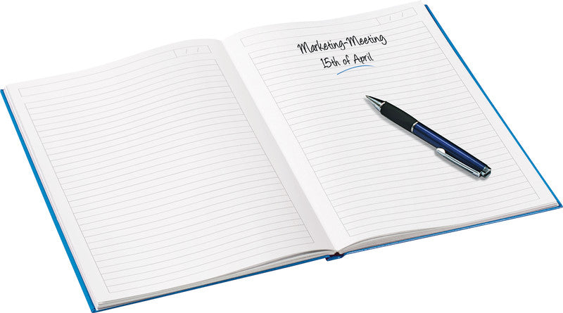 Leitz Notizbuch A5, liniert, Fadenheftung, Karton, 160 Seiten, 90 g/m² – blau