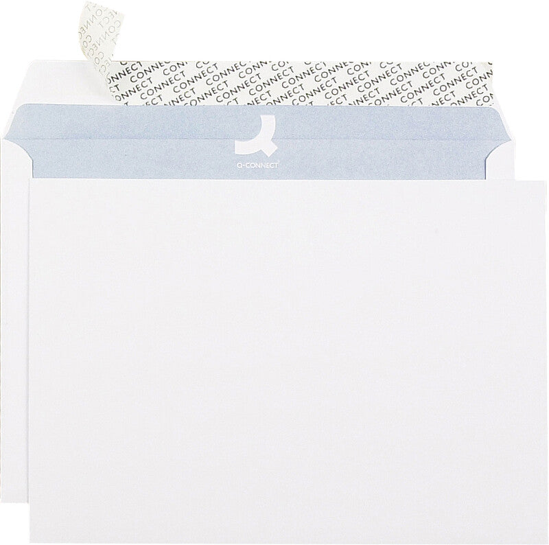 Q-connect Couvert C5 (229 × 162 mm), ohne Fenster, haftklebend, weiss, 100 g/m² – 100 Stk.