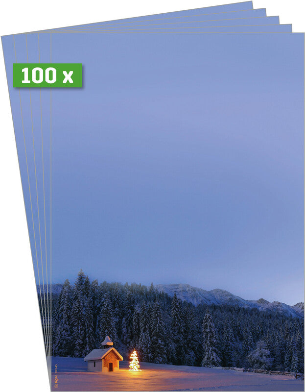 Sigel Motivpapier – A4, 90 g/m², mehrfarbig, Motiv: Christmas Chapel – für Inkjet/Laser/Kopierer – 100 Blatt