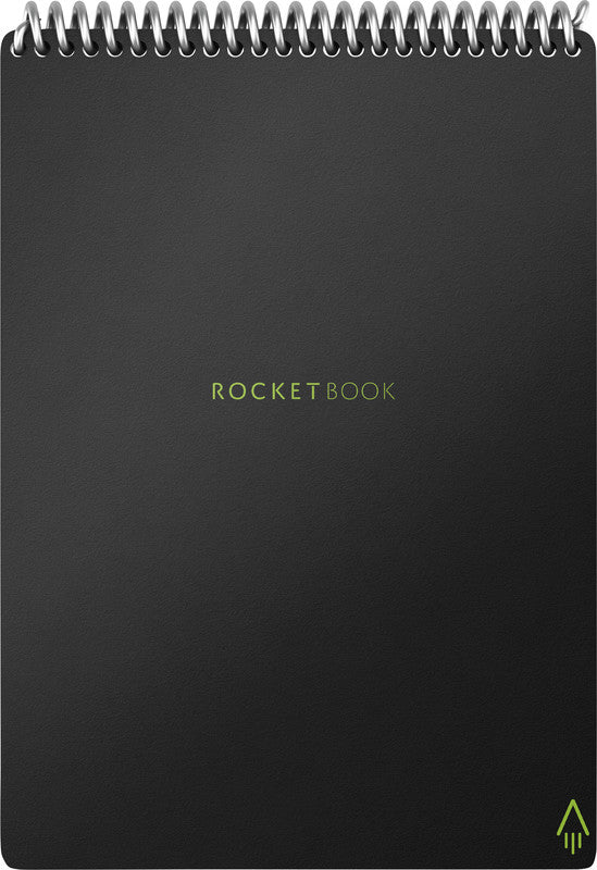 Rocketbook Spiralblock A5, punktkariert, Spiralbindung, Hardcover, 18 Blatt – schwarz, für ROCKETBOOK App