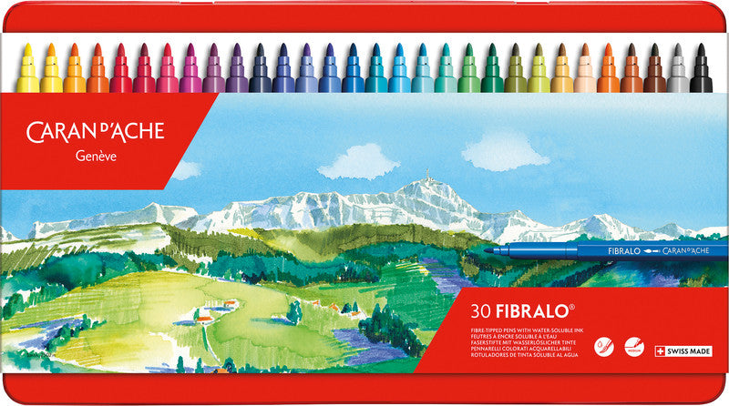 Caran d-Ache Caran d'Ache – Fibralo Filzstifte, Strichbreite 2,8 mm, auswaschbar, 30 Farben