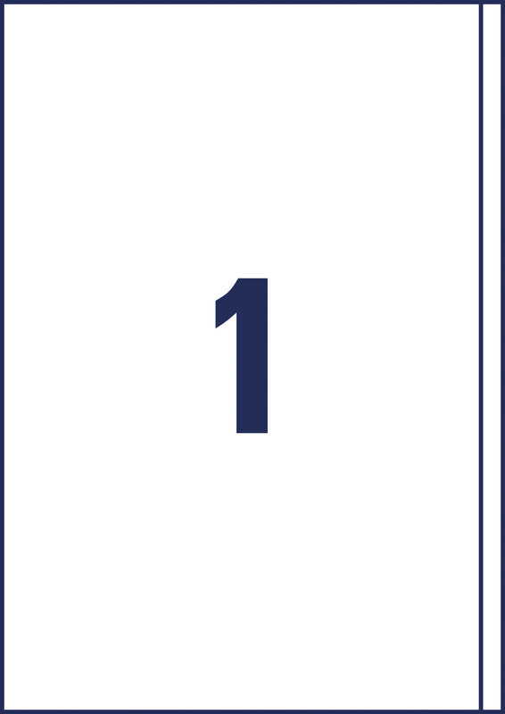 Avery Etiketten auf Bogen, 200 mm × 297 mm, Weiss, Papier, Permanent, 100 Blatt