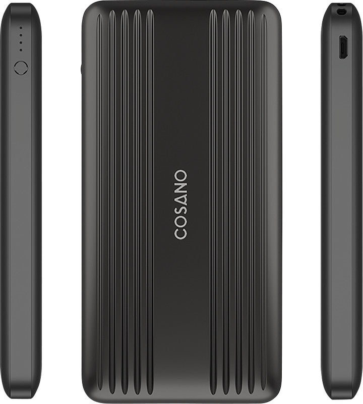 Cosano Powerbank 10000 mAh, 1× USB-C, 1× USB-A, für Smartphones, Tablets, Schwarz