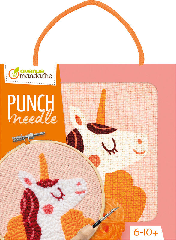 My Mandarine – Bastelset Punch Needle Einhorn – 4 Farben – 180 × 180 mm