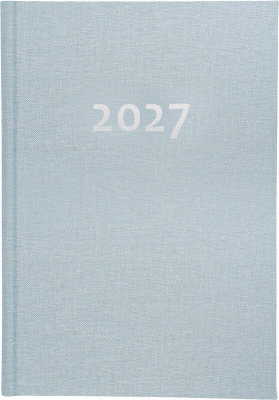 Biella Executive Agenda – 1 Tag pro Seite, gebunden, 14,5 × 20,5 cm, 2027, 1/2-Stunden-Takt, Hellblau, FSC