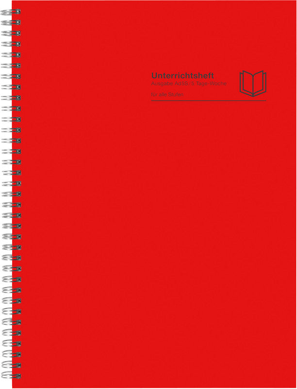 Verlag für unterrichtsm. Unterrichtsheft A4, Spiralbindung, Karton, 128 Seiten, perforiert, 100 g/m² – Rot