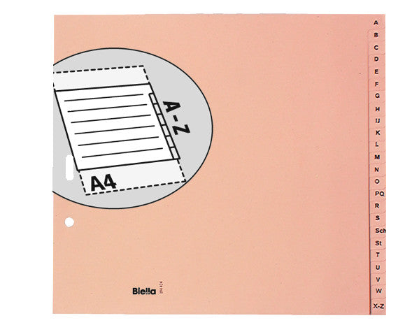 Biella Register – teildeckend, 24-teilig, Papier, braun, 2-fach gelocht, FSC-zertifiziert, für A4 hoch