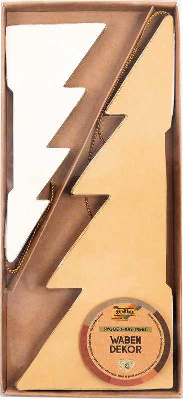Folia Wabendekor Tanne S/M, Papier, creme/offwhite, 11 × 13 cm und 17 × 20 cm, 2er-Set – Hygge – FSC, eco:plus