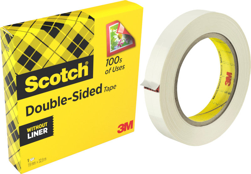 Scotch Doppelseitiges Klebeband 665 – permanent, Zelluloseacetat, 12 mm × 33 m, transparent, Kern Ø 75 mm