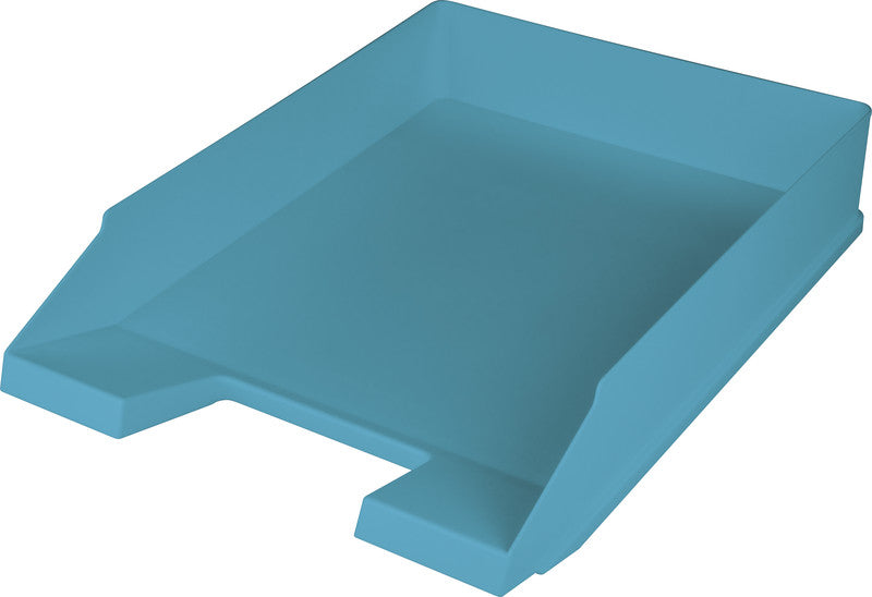 Helit Briefkorb – mit Griffausschnitt, mit Beschriftungsfeld, matt, blau, B 255 × H 67 × T 345 mm