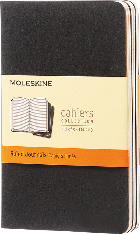 Moleskine Notizheft, 90 × 140 mm, liniert, Fadenheftung, Karton, 64 Seiten, 70 g/m² – schwarz, 3er-Pack