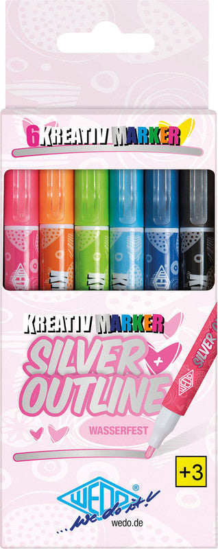 Wedo Kreativmarker für Permanent-Marker – mehrfarbig, 6er Set