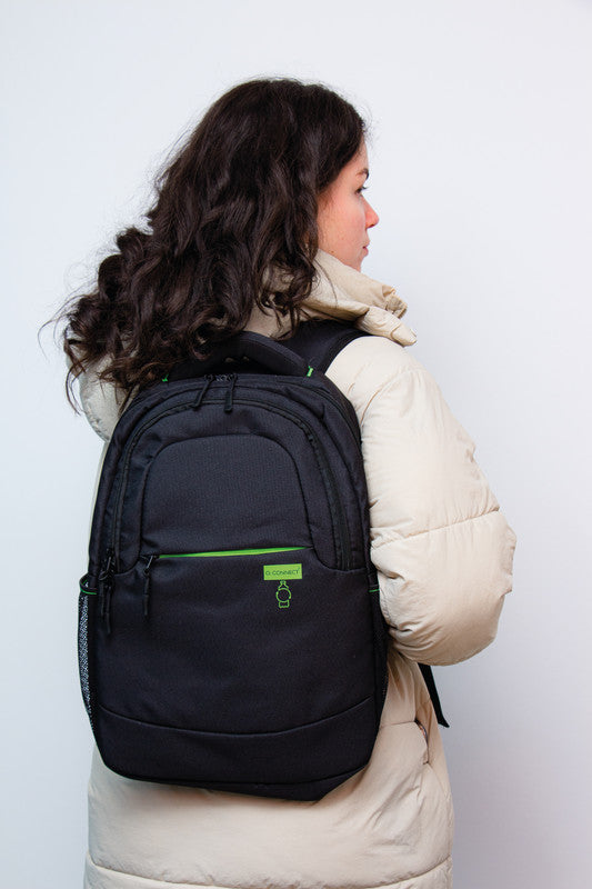 Q-Connect Notebook-Rucksack – für Notebooks bis 15,6", Aufsteckfunktion, recyceltes PET (rPET), schwarz