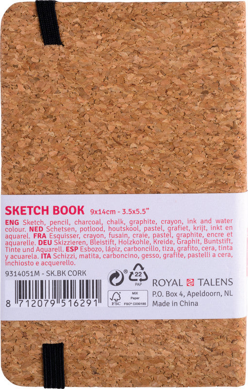 Talens Skizzenbuch, 9 × 14 cm, 140 g/m², 160 Seiten, braun, mit Gummiband, Hardcover, säurefrei