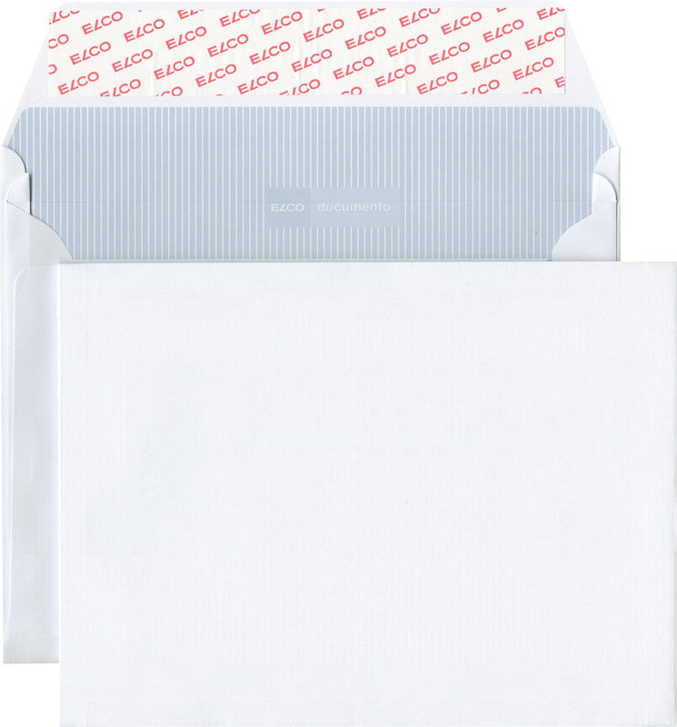 Elco Seitenfaltentasche C5, Selbstklebend, Weiss, 120 g/m², 20 mm Falte, mit Innendruck – 250 Stk.