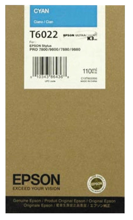 Epson Tintenpatrone T6022, cyan, 110 ml