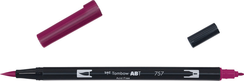 Tombow Brush Pen ABT – fein 0,3 mm, Pinselspitze 3-10 mm – Portrot – wasservermalbar