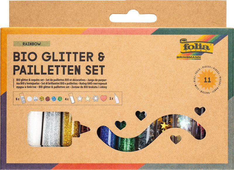 Folia Glitter- und Pailletten-Set Bio – sortiert – 11 Teile – aus PLA