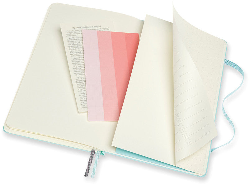 Moleskine Notizbuch, 130 × 210 mm, punktkariert, Leimbindung, Hardcover, 160 Seiten, 120 g/m² – aquamarin