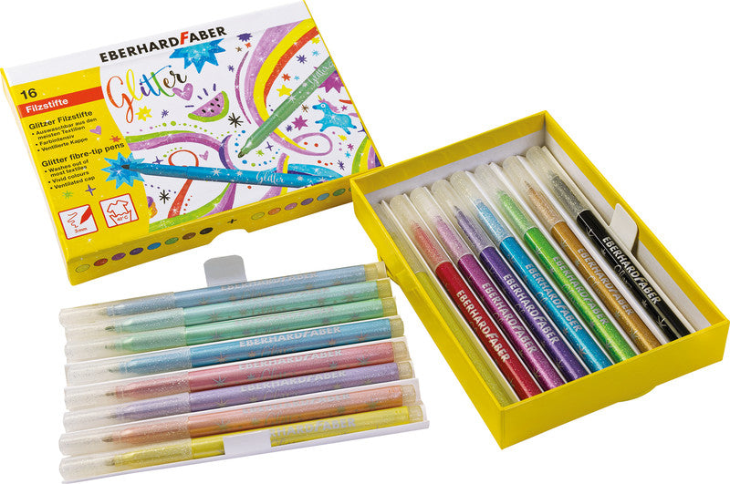Eberhard Faber Filzstifte, Strichbreite 3 mm, auswaschbar ab 40 °C, 16 Farben