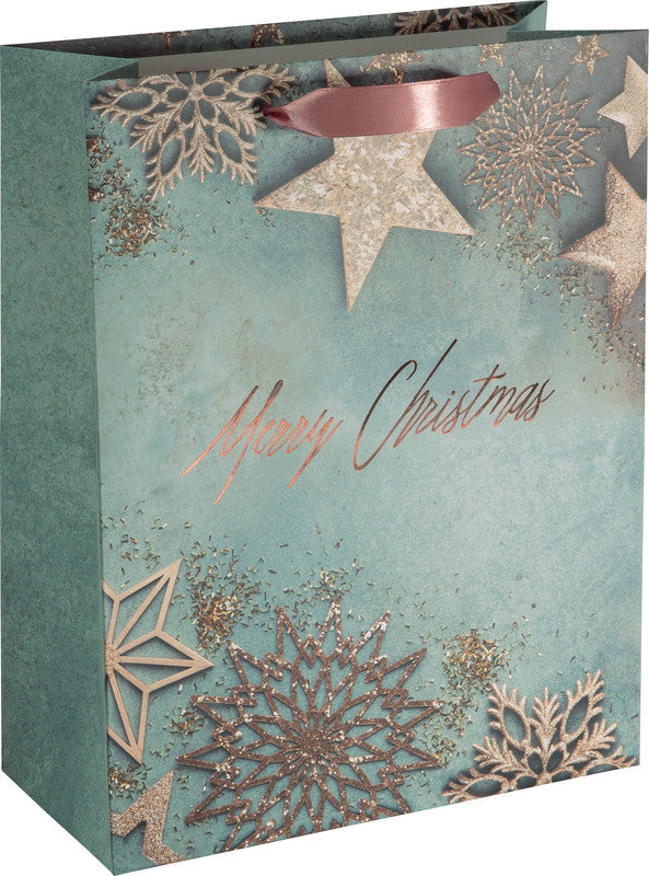 Sigel Tragetasche – Glamouröses Weihnachten – Kraftpapier, 260 × 320 × 100 mm – FSC, EcoPlus
