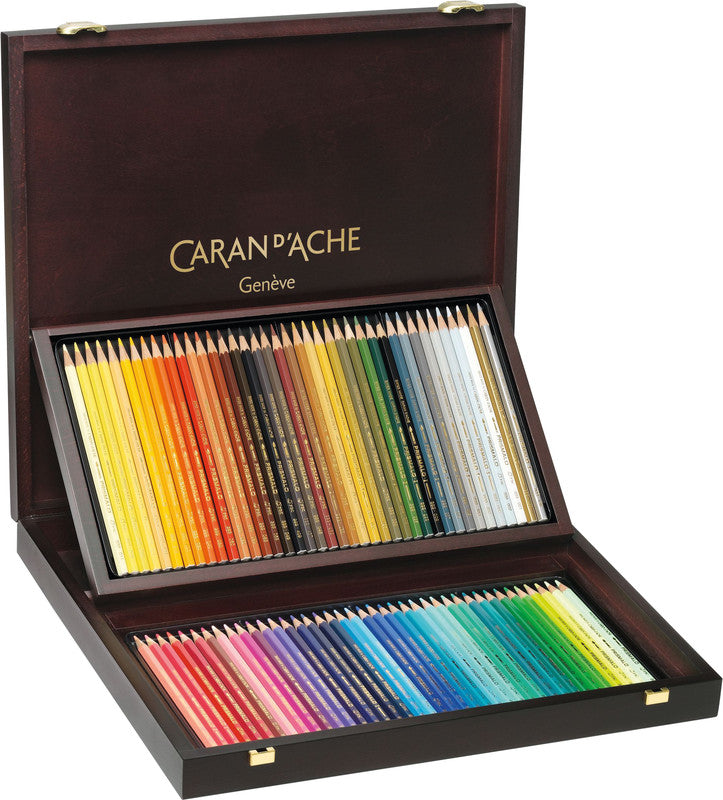 Caran d-Ache Caran d'Ache Prismalo Aquarellfarbstifte – 80 Farben, im Holzkoffer, Ø 3 mm, FSC